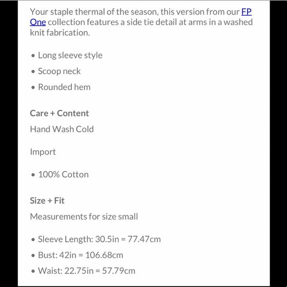 FREE PEOPLE Waffle Thermal Crew Medieval Lace Up Sleeves Pleated Shoulder XS - Picture 11 of 11